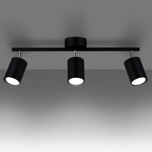 Stropní svítidlo černé LEMMI 3 minimalistické kovové s nastavitelným ramenem do obýváku SOLLUX