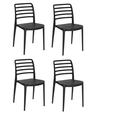 Sada 4 černých židlí Valla