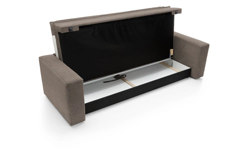 Rozkládací pohovka s funkcí spaní Ulnes hnědá manšestrová 3místná do obýváku