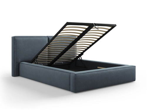 Čalouněná postel Jodie II modrá 140x200 s úložným prostorem a roštem do ložnice