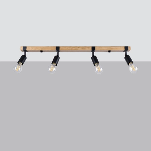 Stropní svítidlo ZUCA 4 černé moderní kovovo-dřevěné do obývacího pokoje Sollux Lighting