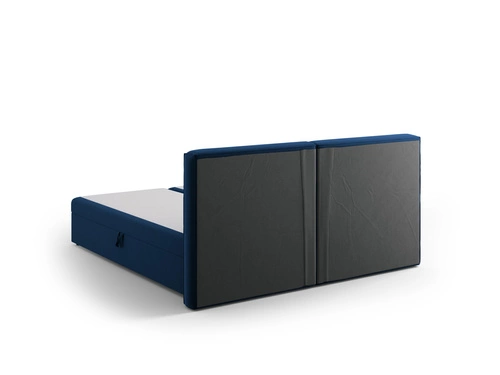 Čalouněná postel Jodie 140x200 sametová s úložným prostorem do ložnice modrá