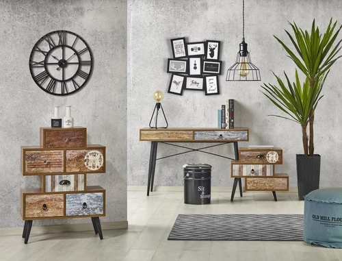 Rustikální komoda se zásuvkami Kaliope 63 cm na nožkách do obýváku a ložnice Intesi