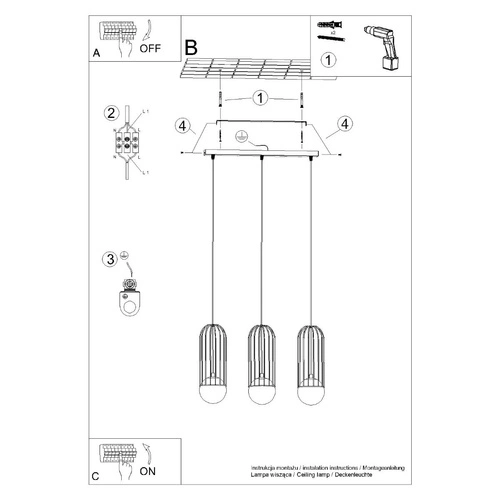 BRINA 3L moderní bílý závěsný lustr do obýváku a jídelny trojitý SOLLUX