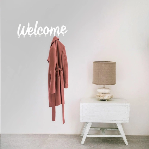 Kovový nástěnný věšák do předsíně Welcome Intesi bílý, moderní, 10 háčků