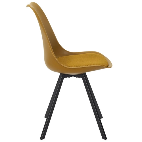 Čalouněná žlutá židle Atom Intesi do jídelny a obýváku, moderní na kovových nohách