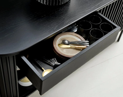 Komoda Siena černá rýhovaná 160 cm moderní komoda do obýváku