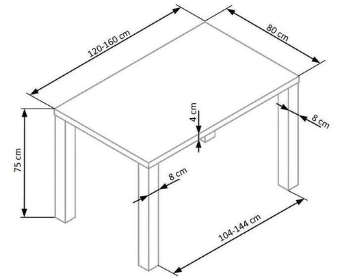 Jídelní stůl Donal bílý 120x80 cm moderní obdélníkový MDF Intesi