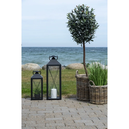 Zahradní lucerna Casa House Nordic černá kovovo-skleněná sada 2 ks