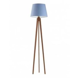 Stojací lampa Curacao modrý textilní stínidlo moderní dřevěná do obýváku Lysne 158 cm