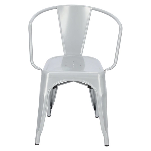 Kovová židle Paris Arms šedá do jídelny a kuchyně s područkami ve stylu Tolix