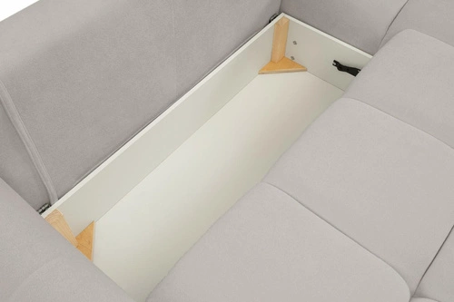 Rohová rozkládací pohovka pravá Bode šedá moderní do obýváku s úložným prostorem