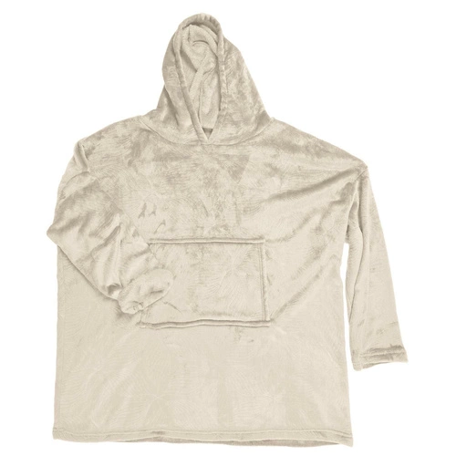 Plyšová deka s kapucí Intesi béžová hřejivá na zimní večery 120x81 cm