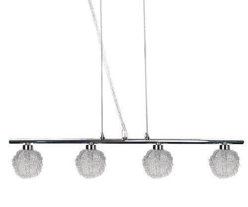 Závěsné svítidlo Wind moderní skleněné chromované 4bodové do obýváku a jídelny