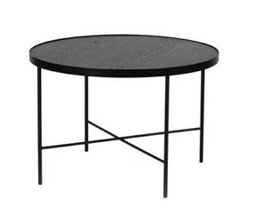 Kulatý konferenční stolek Tre 90 cm černý dub moderní do obýváku NORDIFRA