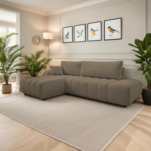 Rohová rozkládací pohovka Hobro levá šedo-hnědá do obýváku moderní Intesi