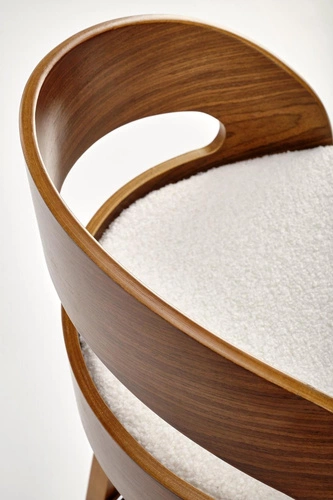 Hoker Ruby čalouněný krémový s opěrkou a područkami do kuchyně industriální ořech 66 cm