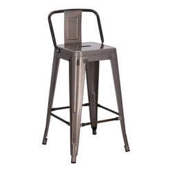 Barová židle Paris Back 66 cm kovová s opěrkou industriální stříbrná do kuchyně a k ostrůvku inspirovaná Tolix