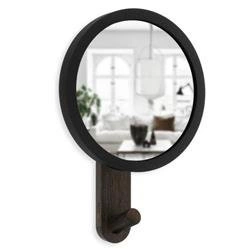 Umbra HUB kulatý nástěnný věšák se zrcadlem černý glamour do předsíně