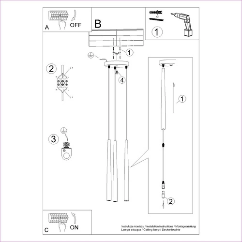 Visící lampa BLISS 3P černá