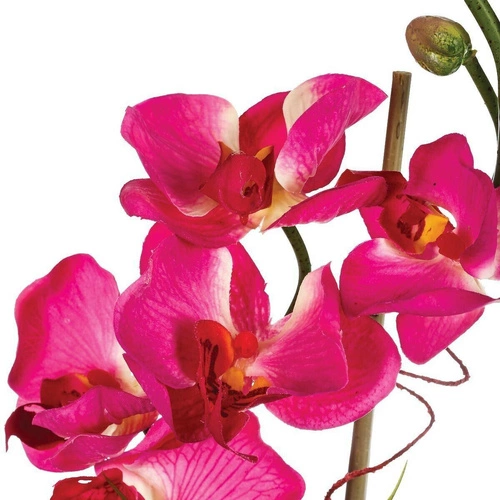 Umělá orchidej se skleněnou vázou růžová