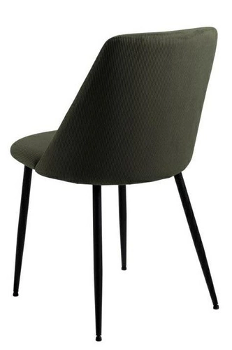 Čalouněná jídelní židle Ines zelená moderní na černých kovových nohách Actona