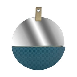 Kulaté závěsné zrcadlo Intesi Rangement s poličkou do předsíně moderní modré