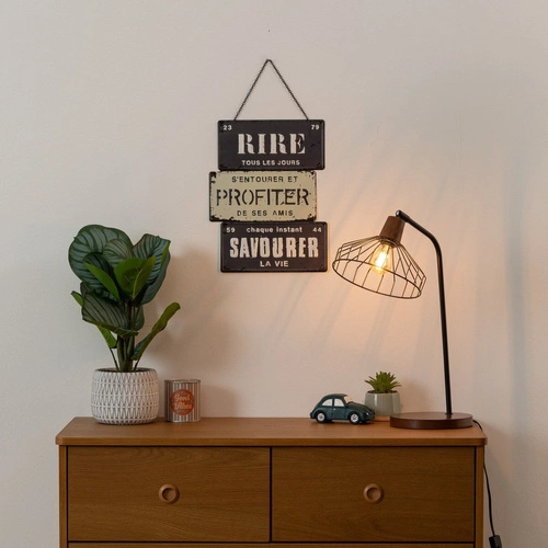 Noční lampička LeCafe černá moderní loftová s dřevěnou základnou do ložnice Atmosphera