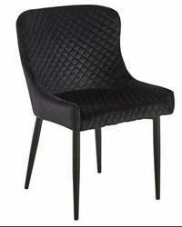 Jídelní židle Luna Intesi černá sametová moderní s opěrkou na kovových nohách