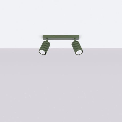 Stropní svítidlo KARBON 2 olivově zelené moderní hliníkové do obývacího pokoje s nastavitelným stínidlem