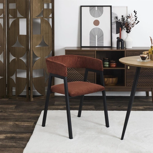 Čalouněná jídelní židle Scott Intesi s područkami, manšestr terakota, loft