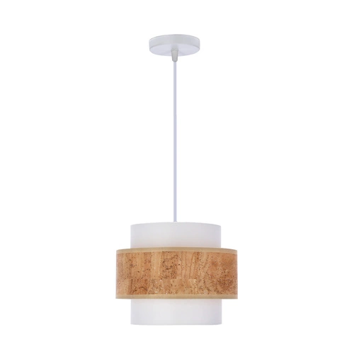 Korkové závěsné svítidlo bílé 1x40W E27 stínidlo bílé+béžové