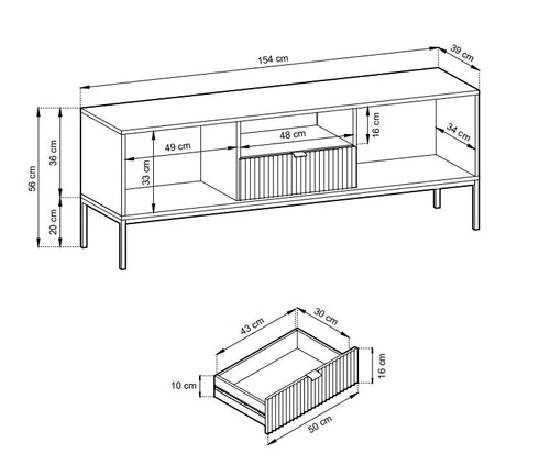 Noční stolek Delicious drážkovaný černý