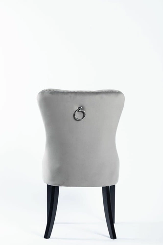 Jídelní židle Lael Velvet Intesi čalouněná sametem šedá s dřevěnými nohami