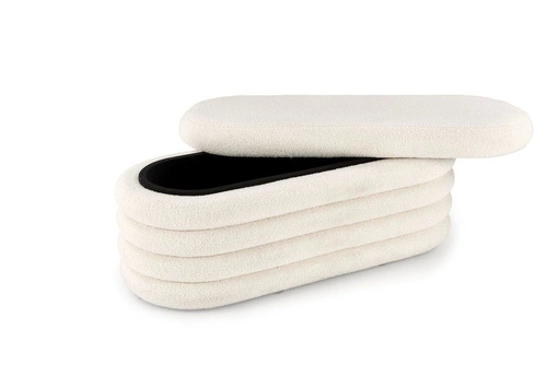 Lavice se schránkou Lessi krémová bouclé do předsíně a ložnice v boho stylu