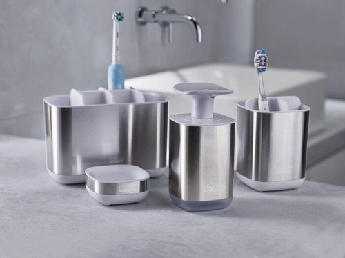 Joseph Joseph EasyStore Steel bílý moderní koupelnový kelímek na zubní kartáčky