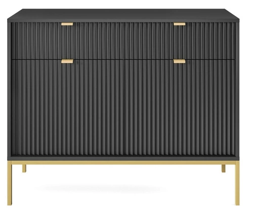 TV skříňka Lahodné rýhované černo-zlaté nohy