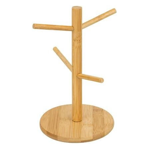 Sada 4 keramických hrnků Mosquito 230 ml na bambusovém stojanu rustikální na kávu