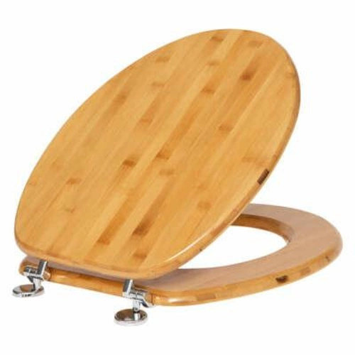 Bambusové WC sedátko Abby moderní antibakteriální s kovovými panty