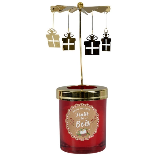 Vánoční vonná svíčka s kolotočem Intesi červená vánoční dekorace na stůl