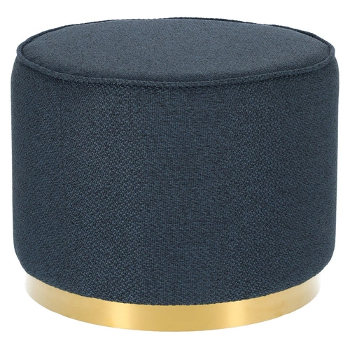Velká kulatá taburetka Kung XL v glamour stylu, modrá, na zlatém podstavci, do obýváku, Intesi 60x47 cm