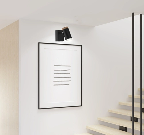 Nástěnné svítidlo Lagos černé s dřevem moderní otočné do obýváku a ložnice CANDELLUX