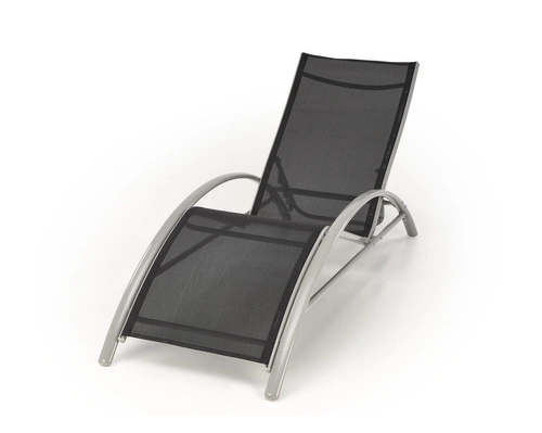 Sada 2 zahradních lehátek s opěrkou a stolkem Garith moderní černá Intesi na terasu