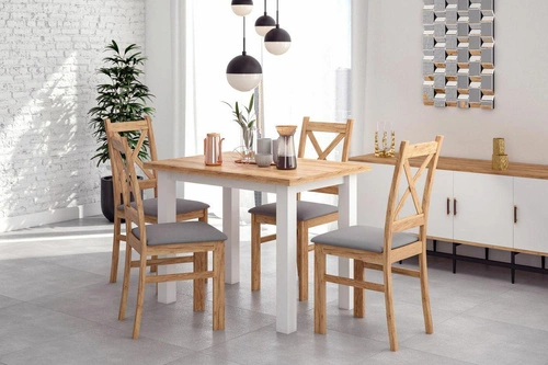 Jídelní stůl Ronda 100x70 cm moderní skandinávský dub zlatý bílý Intesi