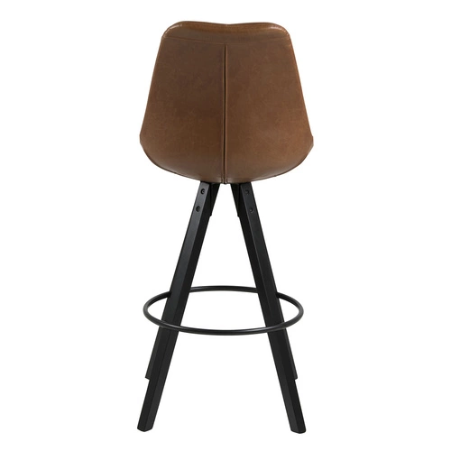 Barová židle Dima Brandy s opěrkou do kuchyně a k ostrůvku, čalouněná ekokůží na dřevěných nohou