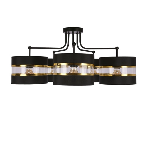 Andy závěsná lampa černá 5x40W E27 stínidlo černá+zlatá