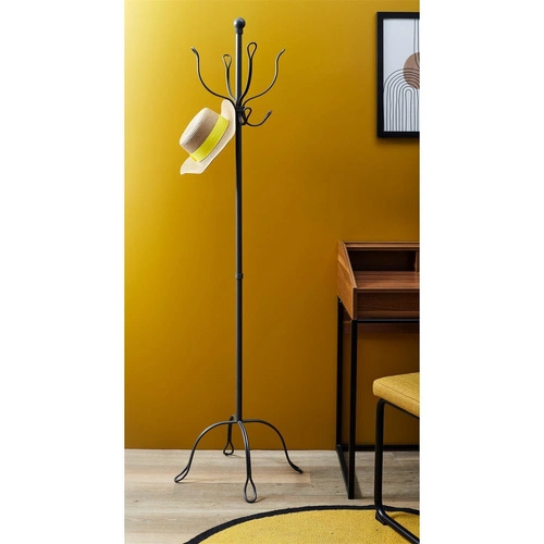 Kovový stojanový věšák Loop šedý do předsíně vintage na bundy a kabelky 170 cm