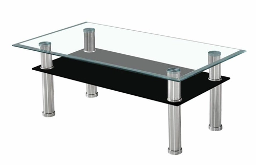 Konferenční stolek Swan skleněný obdélníkový s policí moderní loftový do obýváku 103x63 cm