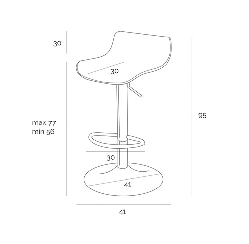 Moderní otočný barový taburet s opěrkou Simplet Bar One šedý mat, výškově nastavitelný do kuchyně