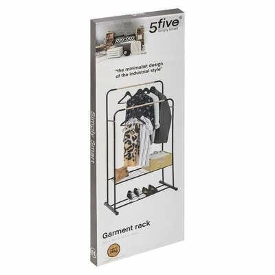 Artemis moderní stojanový věšák do předsíně dvojitý černý kov s policí 5five